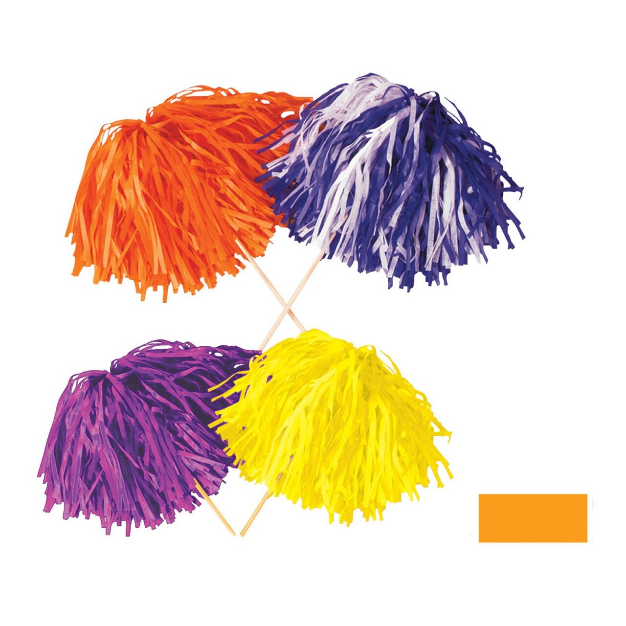 Beistle Club Pack of 144 Golden-Yellow Football Themed Pom Pom Tissue Shakers 16" Stick x 12" Strand (320)